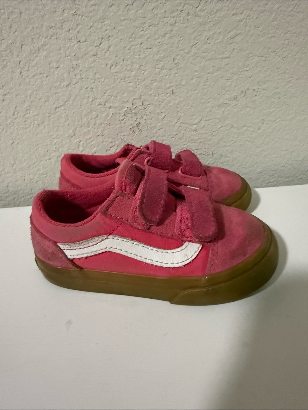 Vans Kids Pink Suede & Canvas Sneakers with White Side Stripe